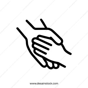 Simple Line Art Hand Holding Icon Sign of Support Symbol Design