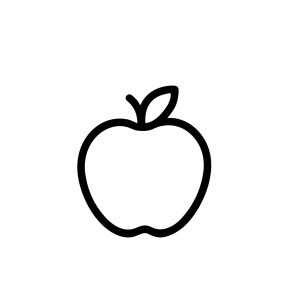 Simple Outline Fresh Apple Fruit with Single Leaf Line Icon