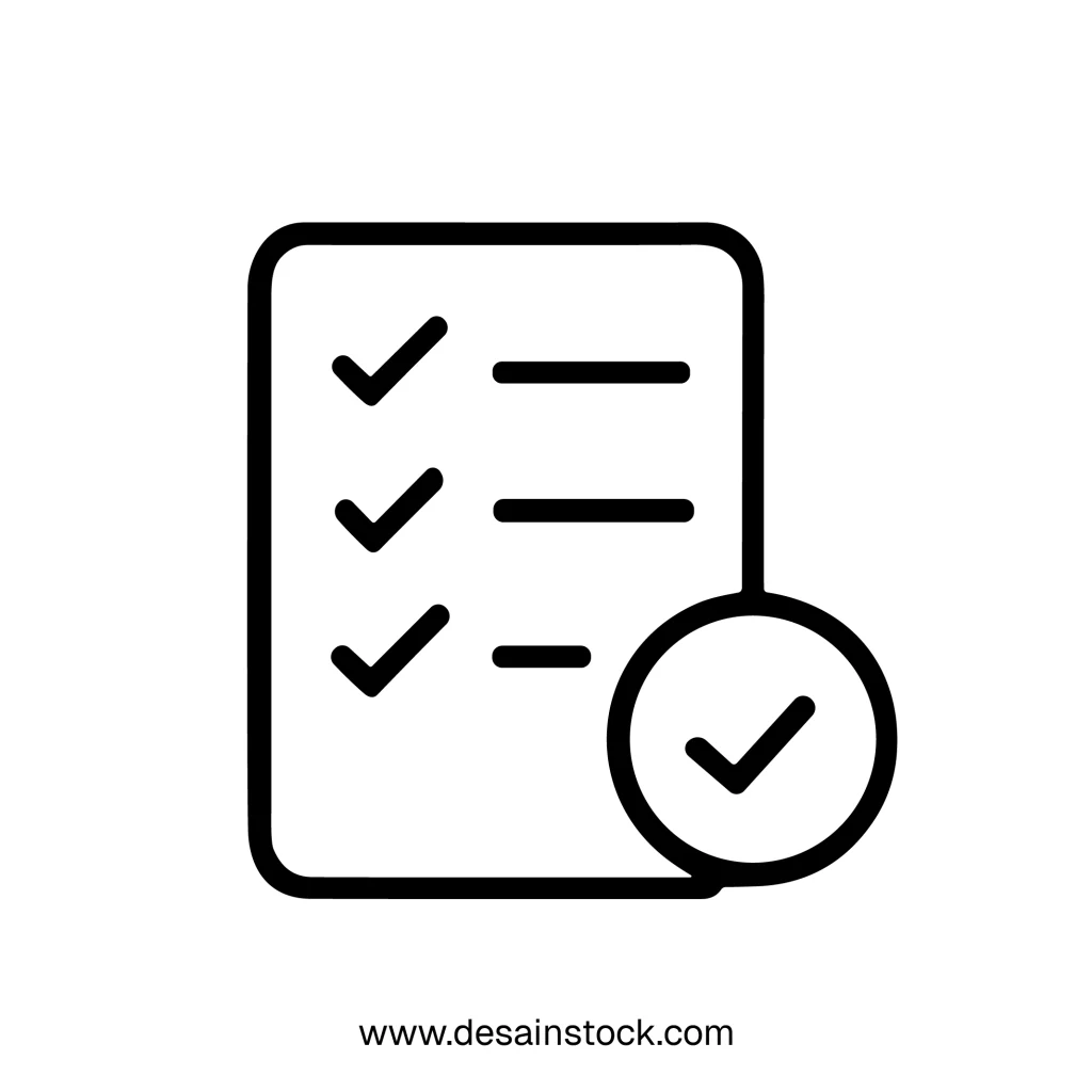 Simple Outline Task List Check Mark Document Business Element Icon