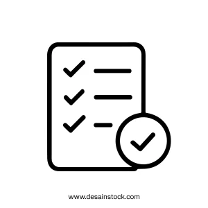 Simple Outline Task List Check Mark Document Business Element Icon