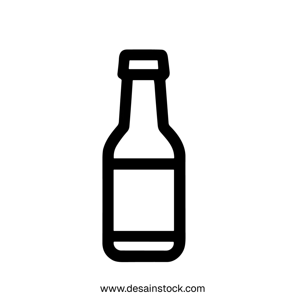 Simple Outline Bottle Illustration Drink Container Liquid Icon Symbol