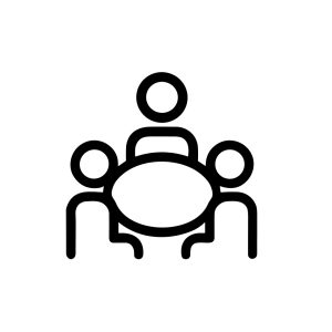 Simple Outline Meeting Table People Group Symbol Teamwork Icon