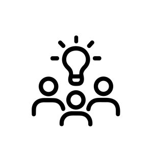 Outline Simple Teamwork Idea Lightbulb Group People Innovation Icon