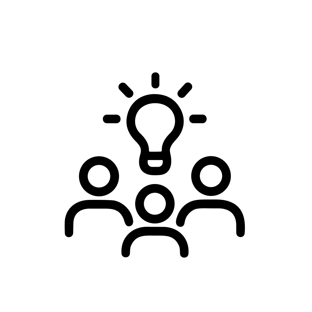 Outline Simple Teamwork Idea Lightbulb Group People Innovation Icon
