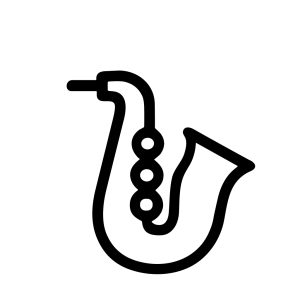 Line Art Saxophone Musical Instrument with Keys Jazz Club Icon