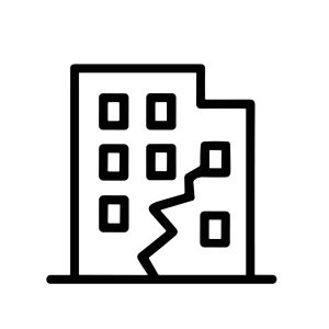 Simple Lineart Earthquake Damaged Building Structure Outline Stroke Icon