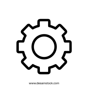 Simple Outline Style Gear Wheel Mechanical Configuration Setting Icon