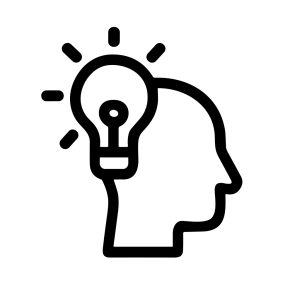 Simple Outline Head With Lightbulb Idea Concept Sign Symbol Icon