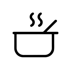 Simple Line Art Cooking Pot with Steam Icon Symbol Element