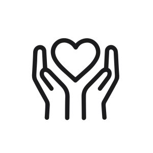 Minimalist Outline Two Hands Holding Heart Shape Symbol Graphic Illustration