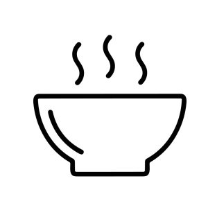 Minimalist Lineart Steaming Hot Bowl of Soup Food Icon