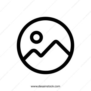 Minimalist Line Art Mountain with Sun Landscape Inside Circle Icon