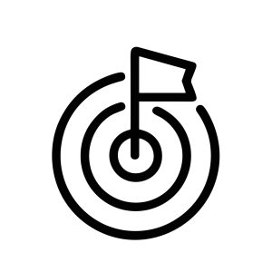 Minimalist Outline Bullseye Target with Flag Stick Symbol Shape Icon
