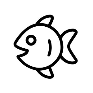 Simple Outline Cartoon Fish Animal Swimming Creature Aquatic Icon