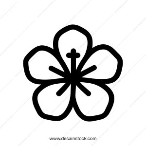 Minimalist Handdrawn Five Petal Floral Blossom Graphic Element Icon