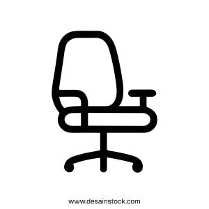 Outline Minimalist Office Chair with Armrests Ergonomic Furniture Icon
