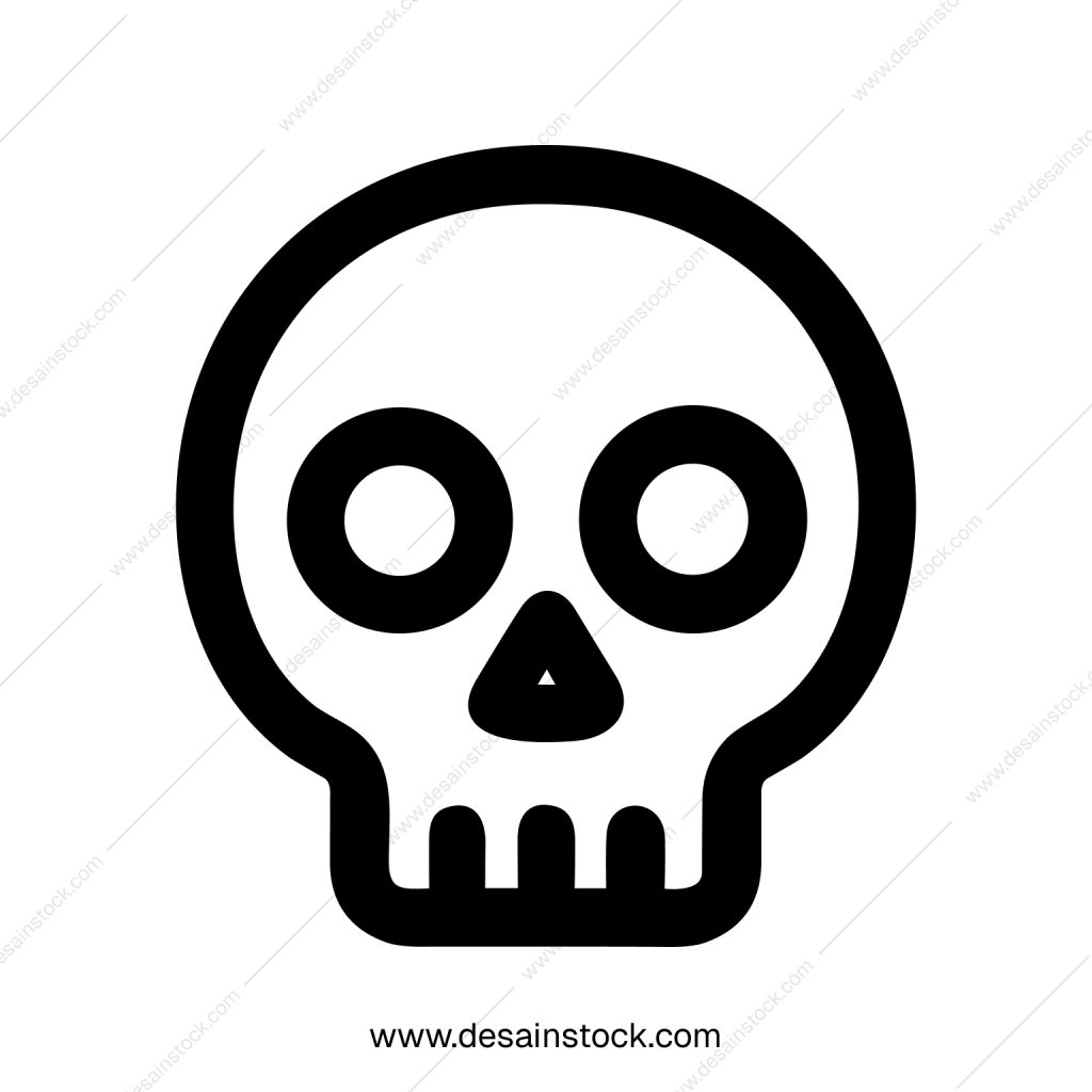 Simple Outline Style Skull Head Death Symbol Halloween Icon Design
