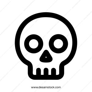 Simple Outline Style Skull Head Death Symbol Halloween Icon Design