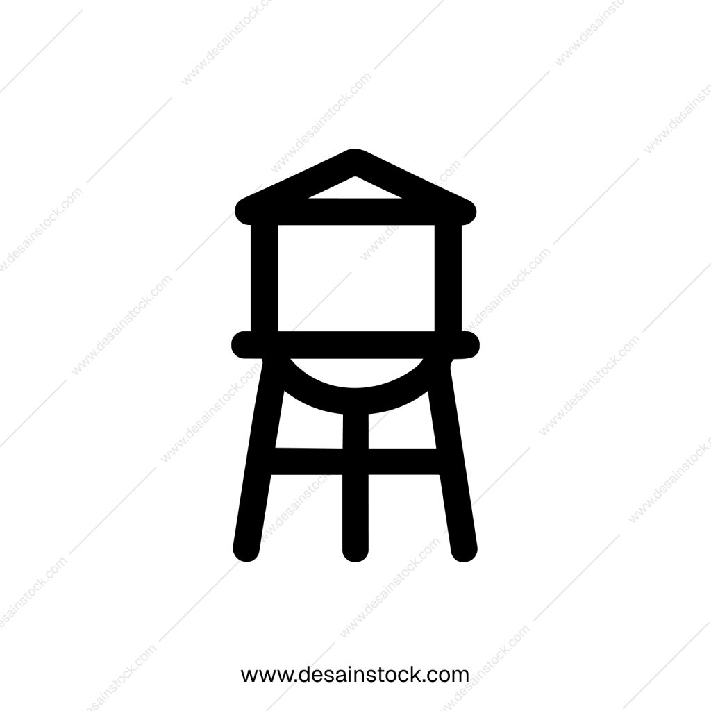 Simple Line Style Water Tower Structure Icon Isolated Illustration