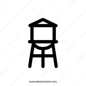 Simple Line Style Water Tower Structure Icon Isolated Illustration