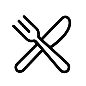 Minimalist Outline Crossed Fork and Knife Icon Illustration Cutlery Sign