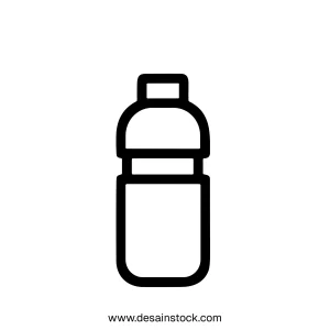 Simple Line Art Bottle Plastic Container For Drink and Beverage Icon