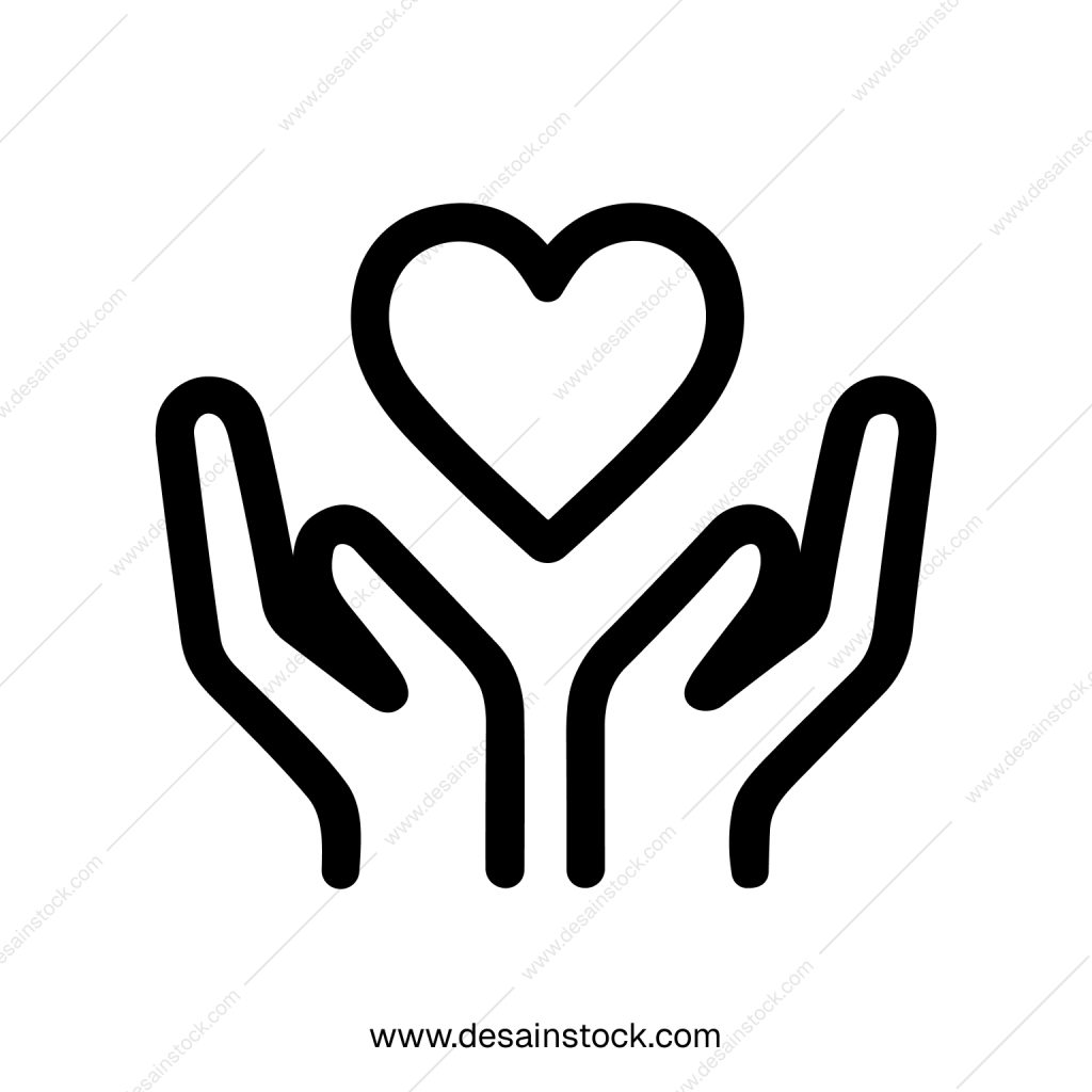 Minimalist Outline Handdrawn Heart In Hands Love Care Icon Symbol