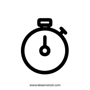 Simple Line Art Stopwatch Timer Icon with Clock Hand Illustration