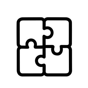 Simple Outline Four Pieces Jigsaw Puzzle Icon Solution Concept Design