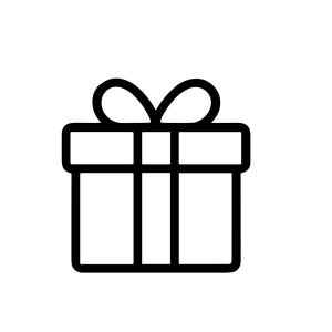 Simple Outline Gift Box with Ribbon Minimalist Present Icon