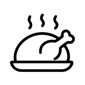 Minimalist Outline Roasted Turkey On Platter Line Art Icon Illustration