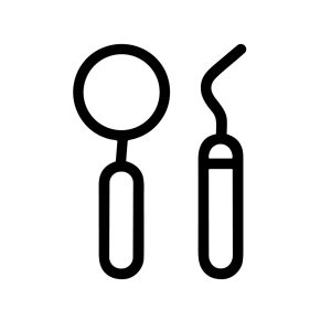 Simple Outline Dental Tools Examination Instrument Healthcare and Medical Icon