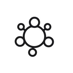 Minimalist Line Art Circle Atom Molecule Structure Abstract Scientific Illustration