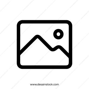 Simple Outline Mountain Landscape with Sun Illustration Graphic Element Icon