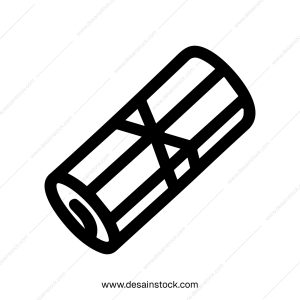 Simple Outline Rolled Document Scroll with Ribbon Icon Element