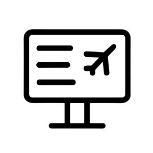 Simple Outline Airplane Schedule Information on Screen Sign Icon