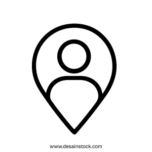 Minimalist Outline Person Location Pin Sign Shape Icon Element