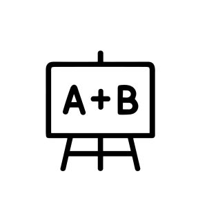 Minimalist Line Art Easel Whiteboard with Formula Education Icon