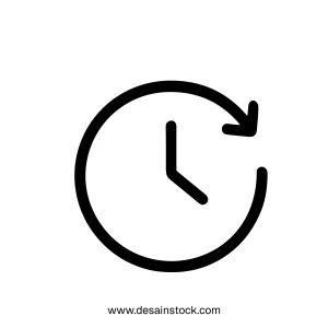 Outline Simple Clock Time Rotation Hourglass Minimalist Line Art Icon