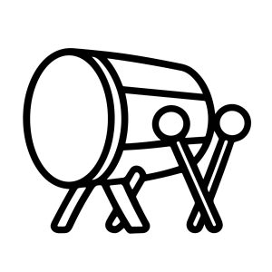 Outline Simple Bedug Traditional Drum Musical Instrument Line Art Illustration