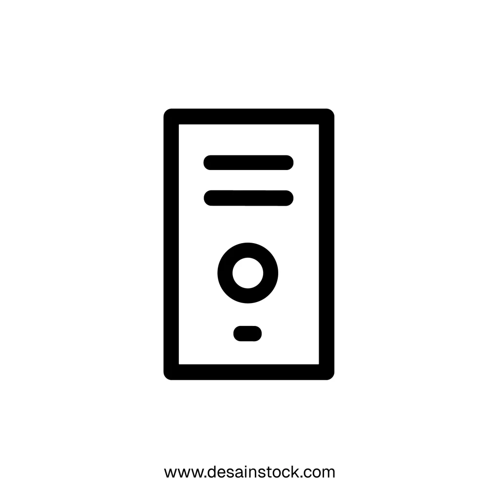 Simple Outline Server Tower Minimalist Line Style Computer Technology Icon
