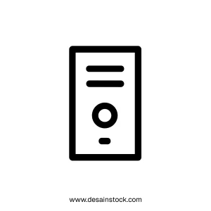 Simple Outline Server Tower Minimalist Line Style Computer Technology Icon