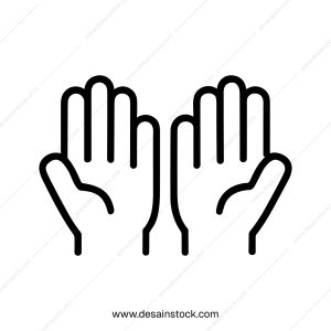 Simple Outline Human Hand Praying Gesture Minimalist Line Art Symbol