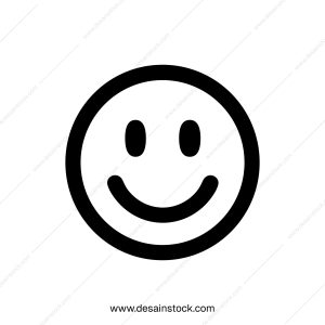Simple Line Drawing Smiling Face Icon Within a Circle Shape
