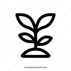 Minimalist Outline Young Plant Sprout Growing from Soil Icon Design