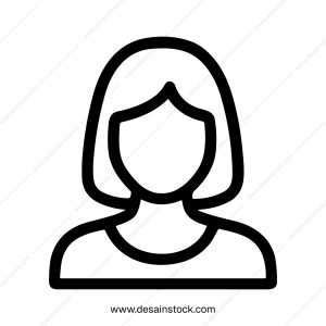 Simple Outline Woman Avatar Profile Icon with Short Hair Design Element