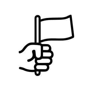Outline Simple Hand Holding Flag Waving Political Symbol Illustration