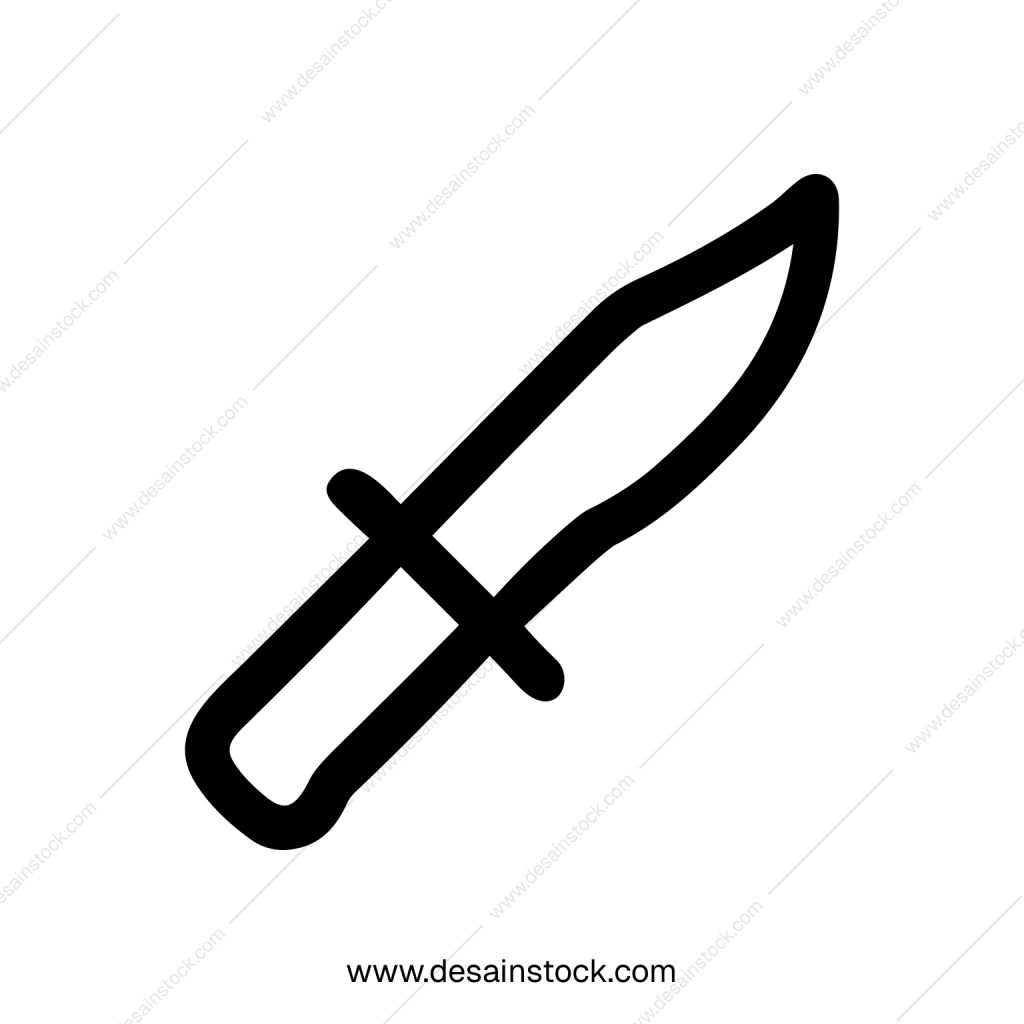 Simple Handdrawn Bold Knife Weapon Tool Line Art Icon