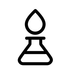 Minimalist Outline Chemical Beaker and Water Drop Science Experiment Icon