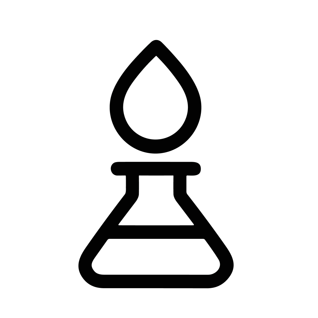 Minimalist Outline Chemical Beaker and Water Drop Science Experiment Icon